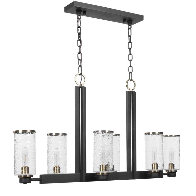 6-Lights I Beam style Framed Ceiling Chandelier - 44.5" - Brass Finish