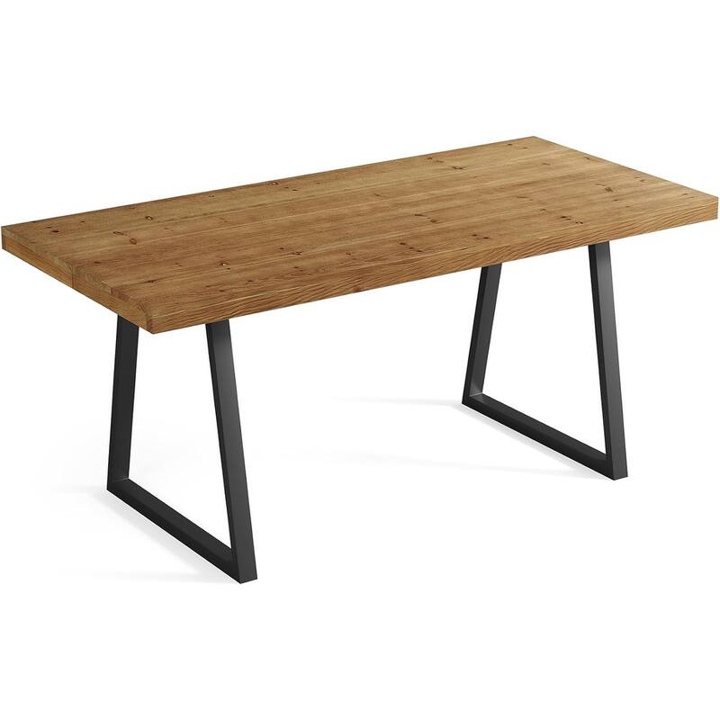 63" Solid Wood Industrial Dining Kitchen Table for 4-6 People with Heavy-Duty Metal Legs