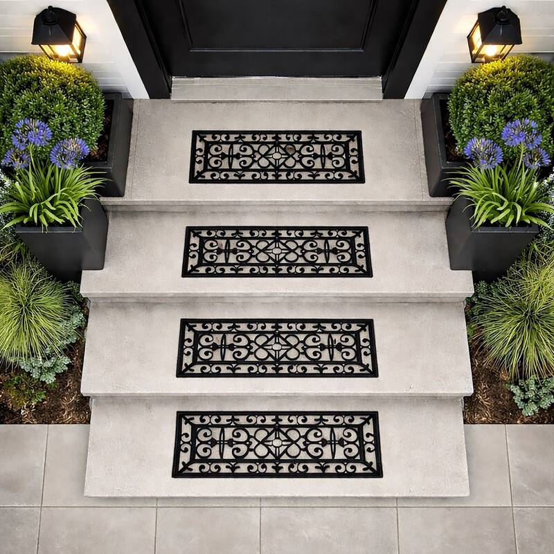 Rubber Stair Treads Doormat Non-Slip Weather-Resistant - 4 Mats