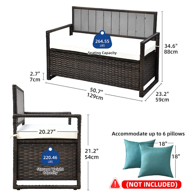 Moasis 70 Gallon Outdoor Storage Bench All-Weather PE Rattan Deck Box