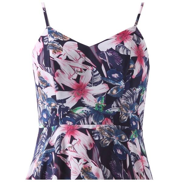 Shop Women S Floral Print Spaghetti Strap Knee Length Chiffon