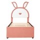 preview thumbnail 5 of 68, LED Rabbit Kids Bed Velvet Upholstered Platform Bed Fairytale Animals Theme Bed with Trundle and 3 Drawers, 12pcs+12pcs Slats