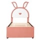 preview thumbnail 4 of 11, Twin Size Upholstered Platform Bed with Trundle and 3 Drawers, Pink