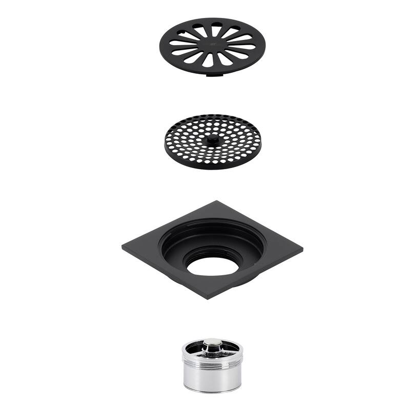 Kingston Brass Watercourse Sunburst 4" Square Grid Shower Drain