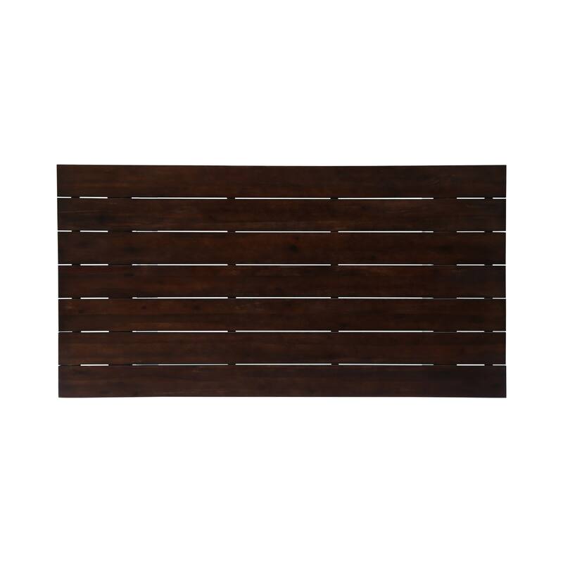 Indoor/Outdoor Dining Table, 69 Inch Brown Rectangular Wood Top, White