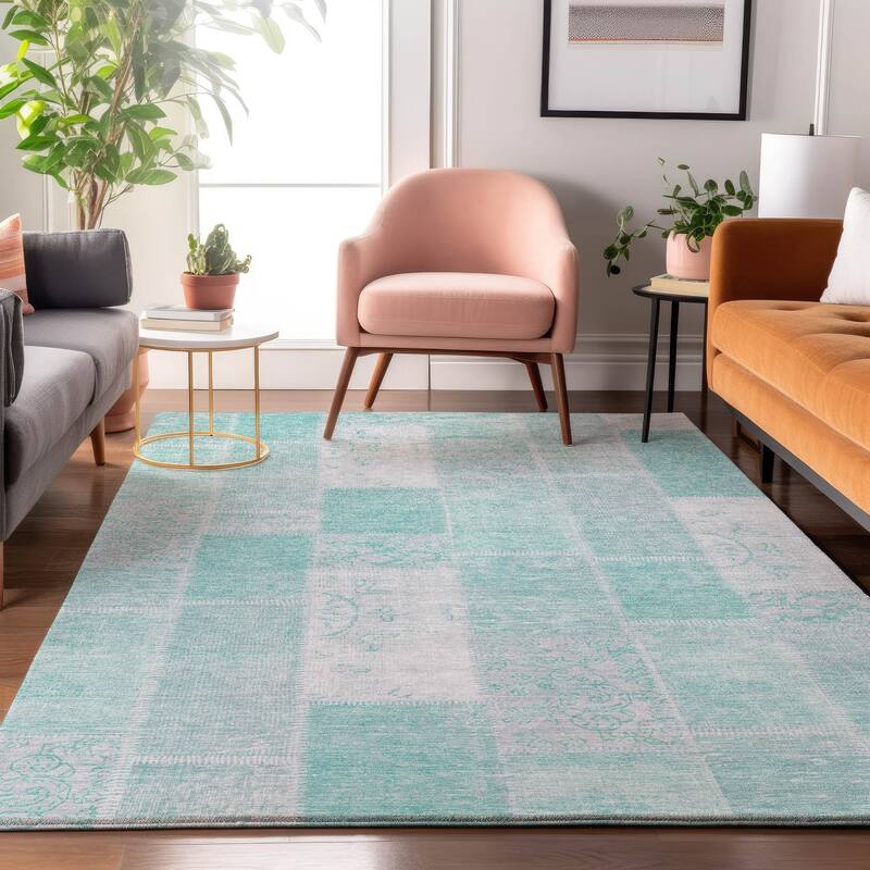Premium Washable Super Soft Vintage Boho Mayfield Rug - Aqua - 2' 6" x 3' 10" - Rectangle