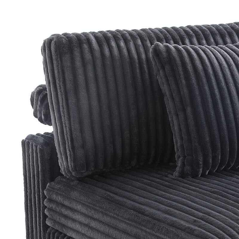 Plush Corduroy Modular Sectional Sofa Comfy Couch