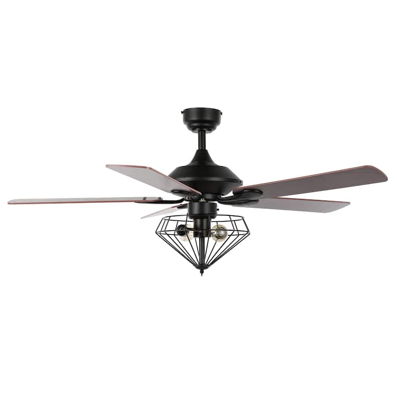 SAFAVIEH Leanne 2 Lt 52" Ceiling Fan - Black - 52"W x 52"D x 28"H