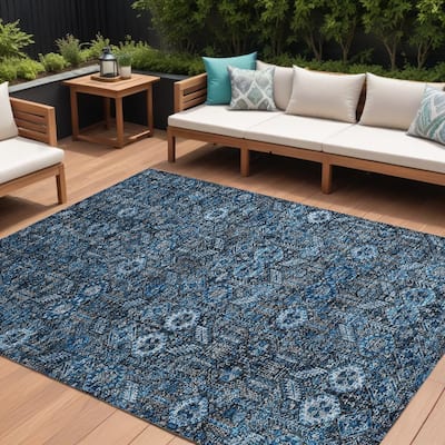 Sari Lush Floral Weather Resistant Classic Meets Modern Outdoor Rug
