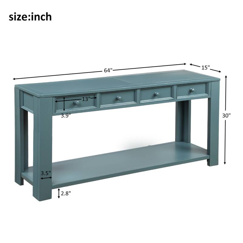 Farmhouse Wooden 4-drawer Console Table Entryway Table