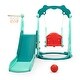 preview thumbnail 1 of 5, 3-in-1 Kids Slide Set with Swing and Basketball Hoop Mint Green