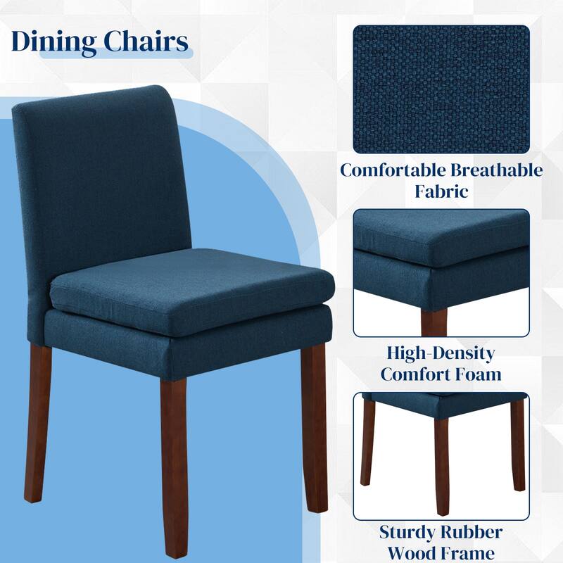 Upholstered Dining Chairs, Modern Dining Room Chairs Set of 2 with Thick Padded Cushion Seat, Linen Fabric Kitchen Dining Chairs