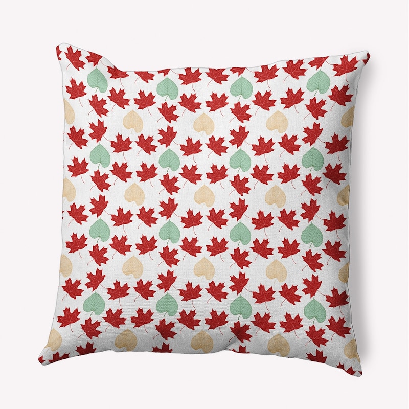 Lots of Leaves Fall Indoor/Outdoor Throw Pillow - 20" x 20" - Dark Red