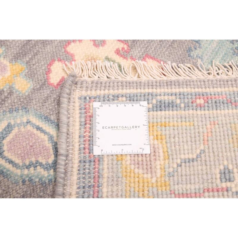 ECARPETGALLERY Hand-knotted Modern Oushak Dark Grey Wool Rug - 3'6 x 5'7