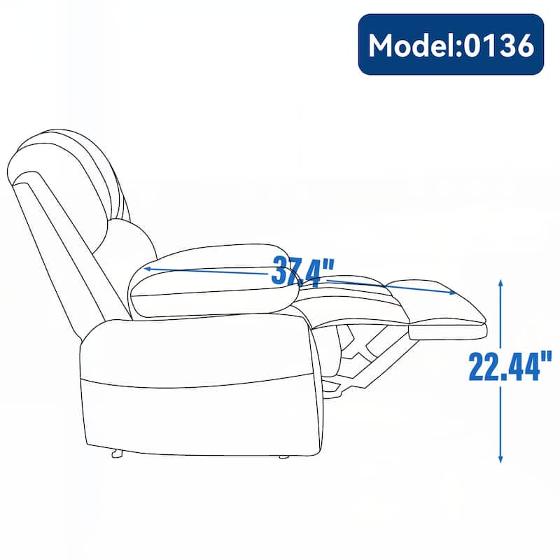 Large Manual Recliner Chair in Fabric for Living Room,Beige