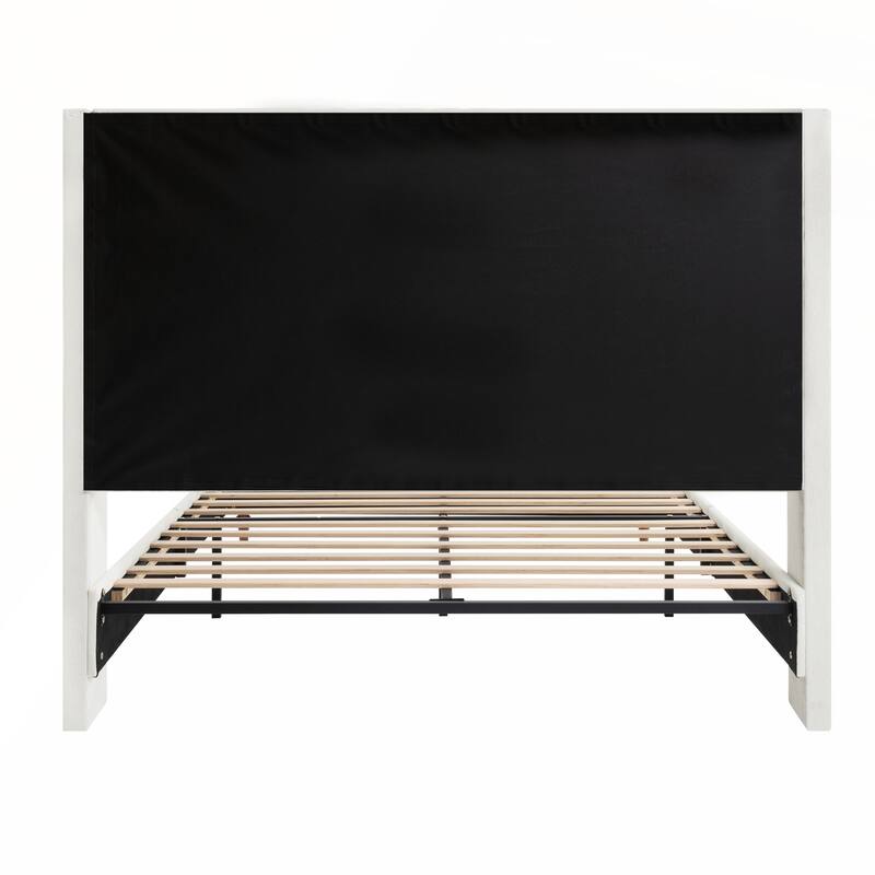 Queen Size Bed Frame High Headboard Upholstered Platform Bed