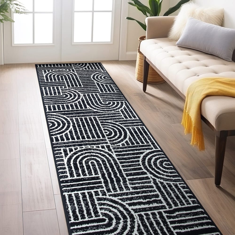 World Rug Gallery Contemporary Stripe Arch Design Durable Area Rug