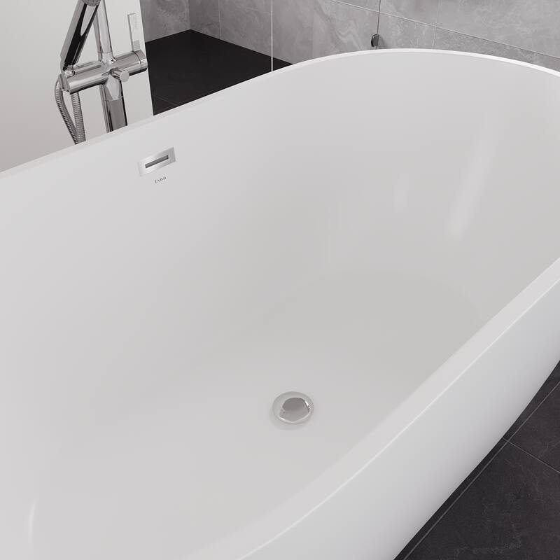 Eviva Opal Glossy White Acrylic Oval Freestanding Bathtub