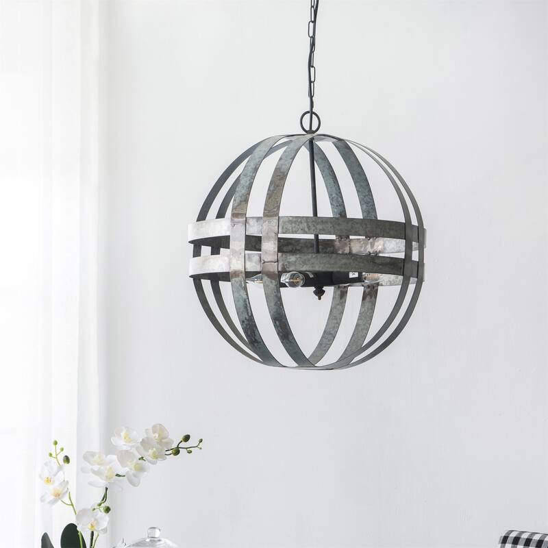 4 Light Galvanized Chandelier (Bulb Not Included) - Grey