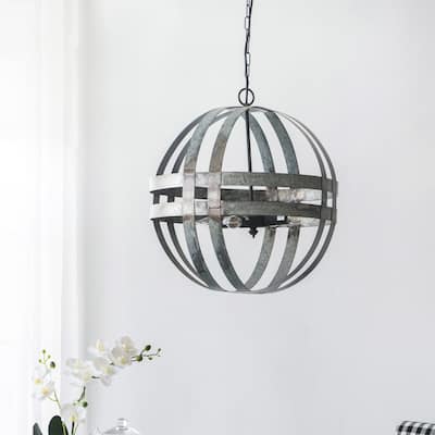 4 Light Galvanized Chandelier (Bulb Not Included)