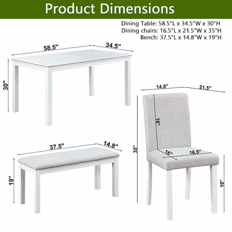 6PCS Wooden Dining Table Set With Chair