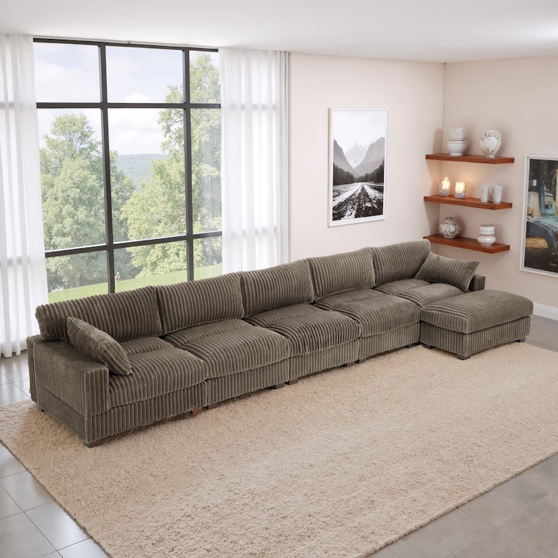 Oversized Plush Modular Sectional Sofa Couch with Ottoman