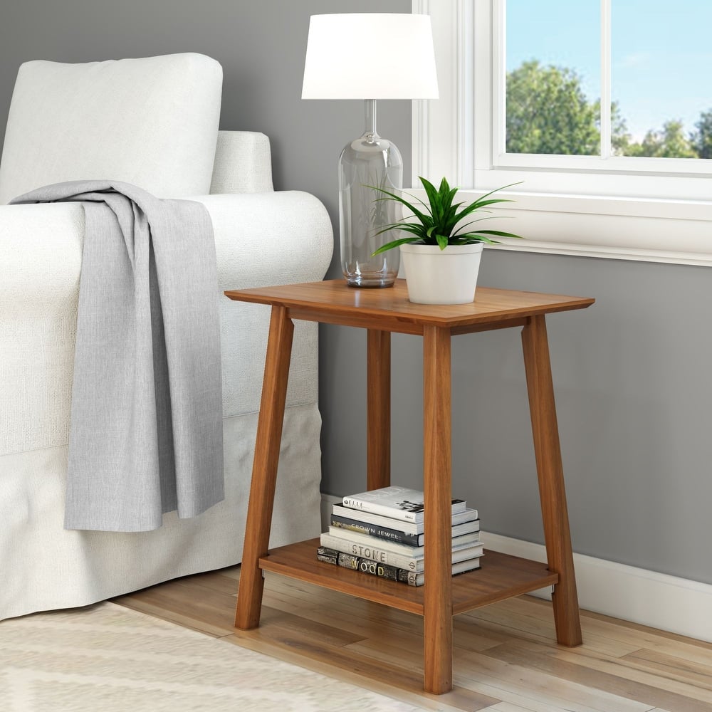 Plank and Beam Mid-Century Modern Accent End Table - 23" L x 16.25" W x 25.5" H