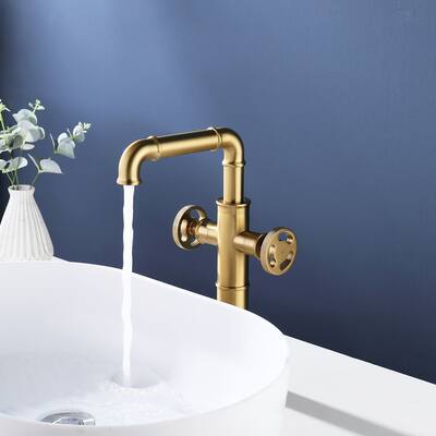 Industrial Style Double Handle Bathroom Vessel Sink Faucet