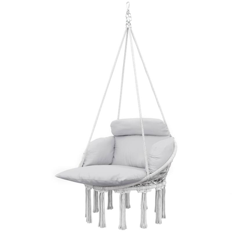 Hanging Swing Chair with Soft Cushion for Indoor Outdoor Use - 31.5" W x 23.6" D x 15.7" H - Grey