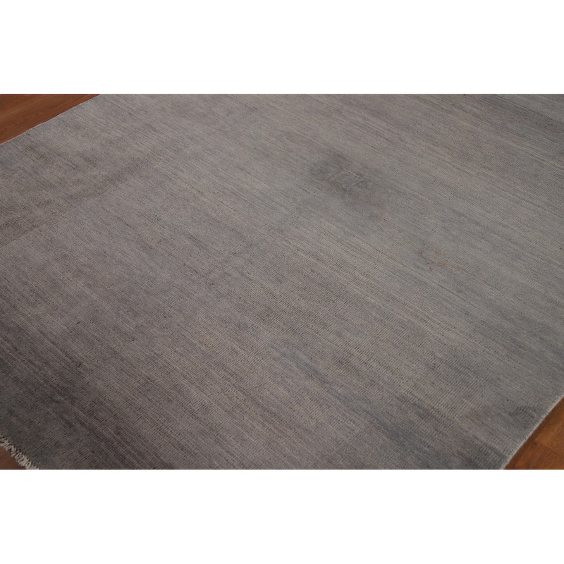 Gray Modern Gabbeh Oriental Rug Hand-Knotted Wool Carpet - 5'2"x 6'6"