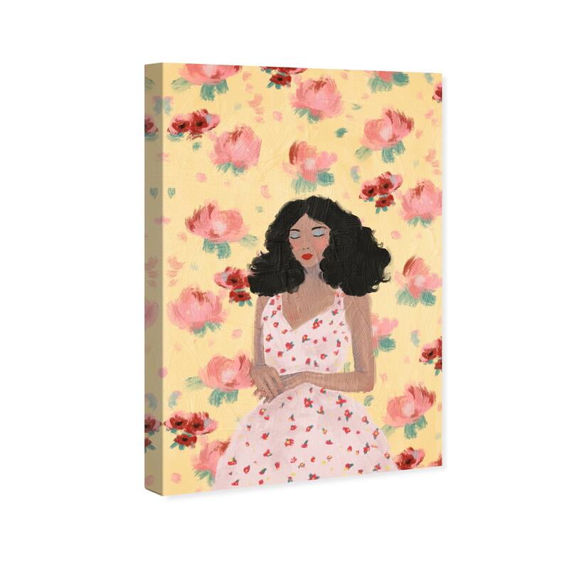 Wynwood Studio Fashion and Glam I do love flowers Yellow and Pastel Yellow Modern & Contemporary Wall Art Canvas Print