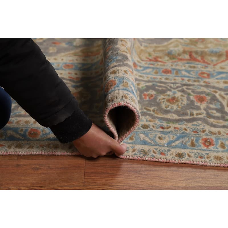 Traditional Gray Tabriz Persian Area Rug Hand-Knotted Wool Carpet - 7'11"x 11'5"