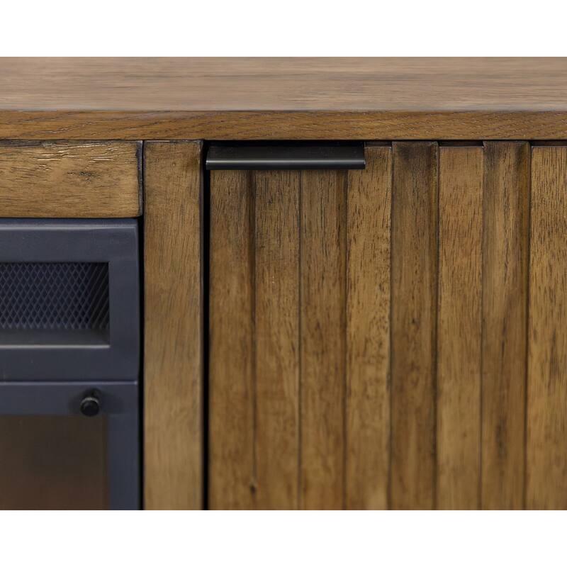 81 " Mid-century Modern Fireplace Console, Entertainment Storage, TV Stand, Fully Assembed, Brown