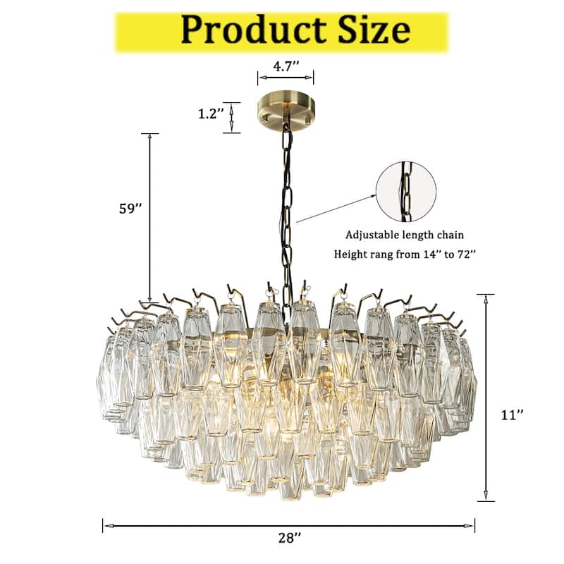 CraftHome Midcentury Modern Murano Glass Round Chandeliers Handblown Glass Light Fixture Aged Bronze Finish For Dining Room