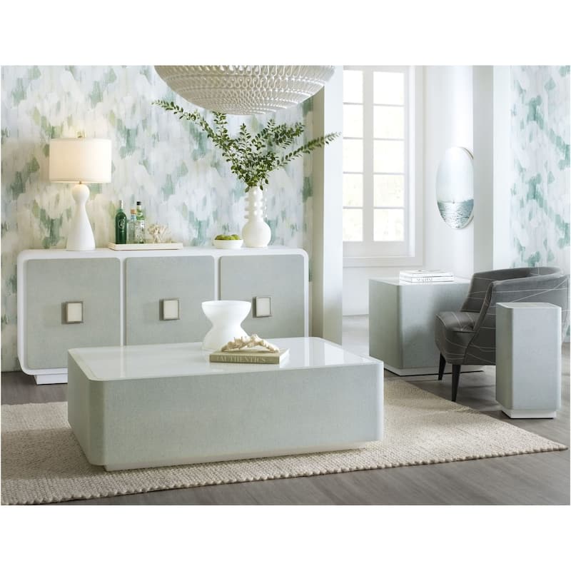 Hooker Furniture 628-80453-02 Atlantis 12" Wide Glass Top Raffia