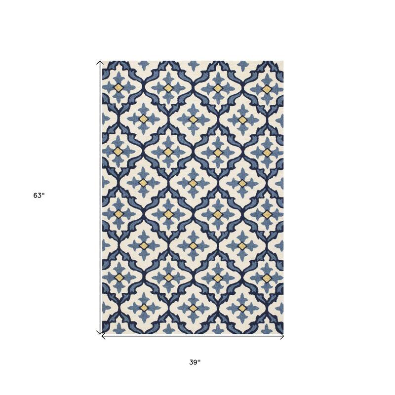 Bero Abstract Shapes Weather Resistant Classic Elegance Hand-Woven Outdoor Rug