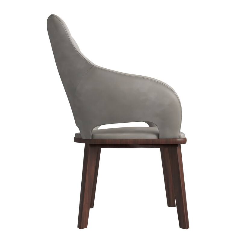 LeisureMod Set of 4 Vivara Leather Dining Chair with Padded Seat - Modern Arm Chair for Home Office Bar & Kitchen
