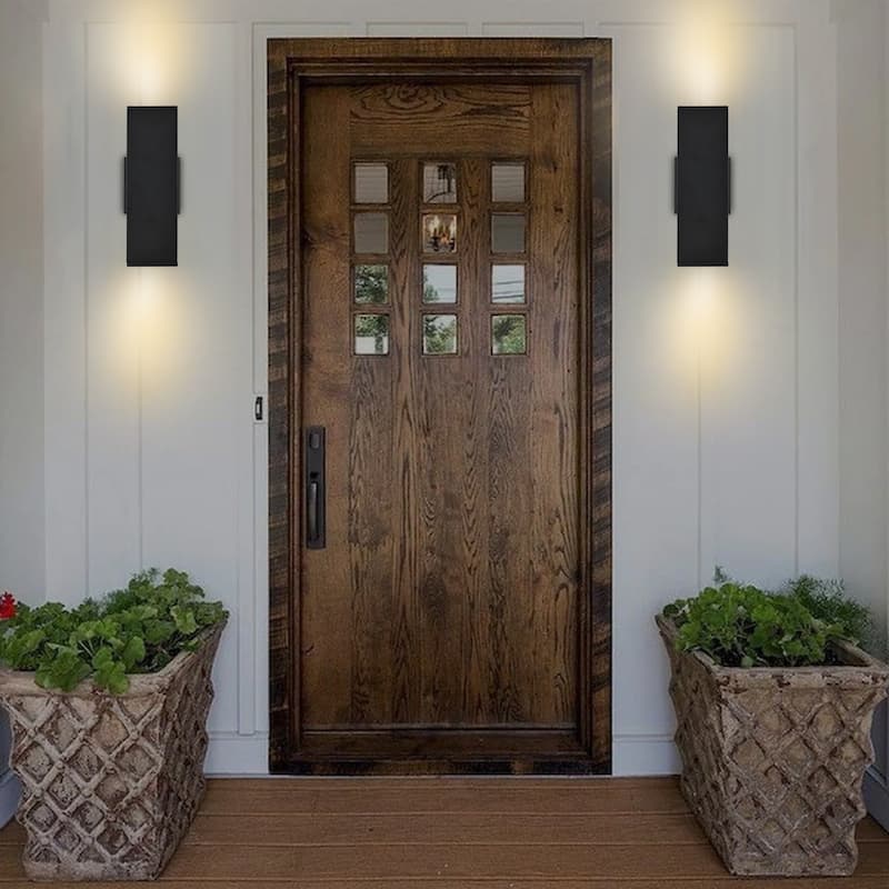 11" Modern Vintage Black Linear Square Wall Light Waterproof IP54 Lantern Outdoor Wall Sconces Lights for Outside