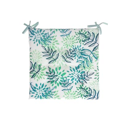 April Outdoor Tufted Chair Pad Leaves 16 x 16 - Set of 2