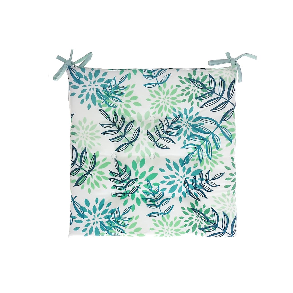 April Outdoor Tufted Chair Pad Leaves 16 x 16 - Set of 2