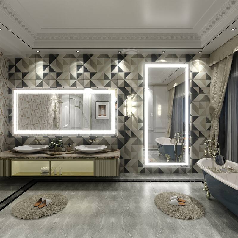 KIOTEE Frameless Front lit LED Lighted Anti-Fog Tempered Glass Bathroom Vanity Mirror with ETL and 3-Year Warranty