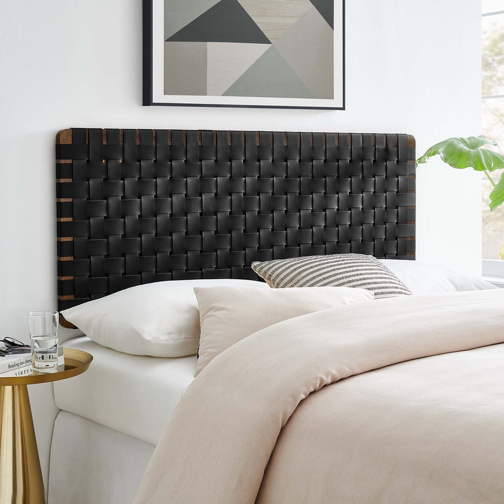 Sparta Wall-Mount Twin/Full/Queen/King Vegan Leather Weave Headboard