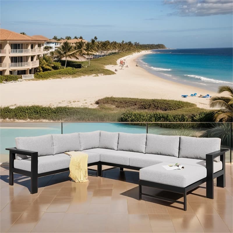 U-shaped Outdoor Modular Sofa Set with Metal Frame