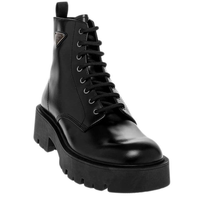 Prada Men's Brushed Leather Combat Boots - 6.5