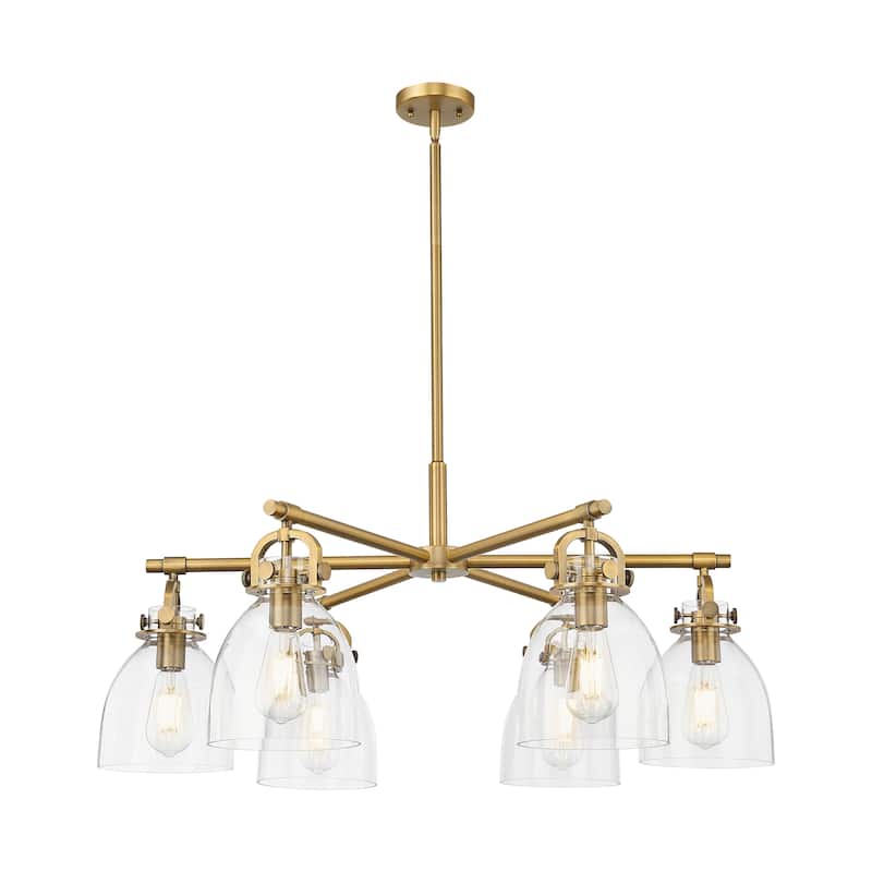 Innovations Lighting Downtown Urban - Newton Bell - 6 Light 26" Stem Hung Arched-Frame Chandelier