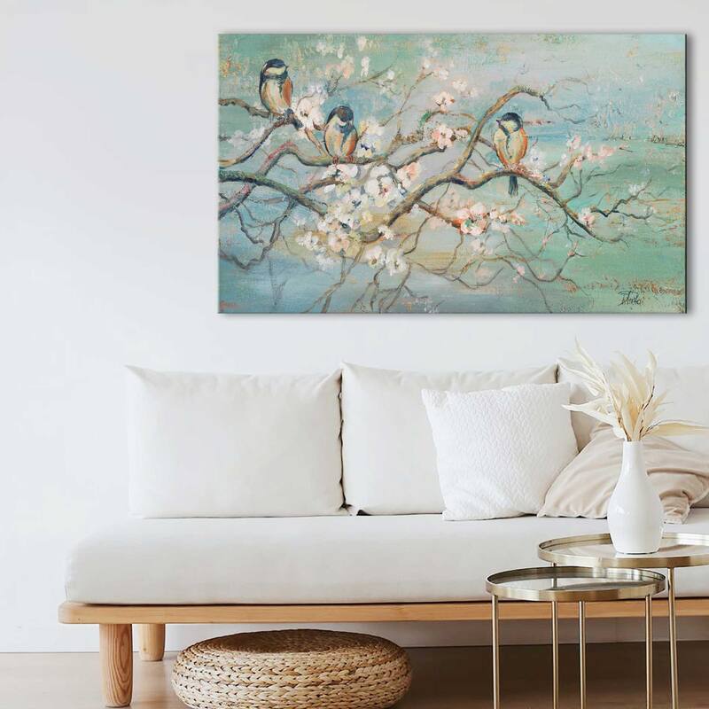 "Spring Branch with Birds" Print on Canvas