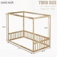 preview thumbnail 5 of 8, Twin Rubber Wood Canopy Floor Bed with Fence Guardrails, Minimalist Design and Safe Play Space