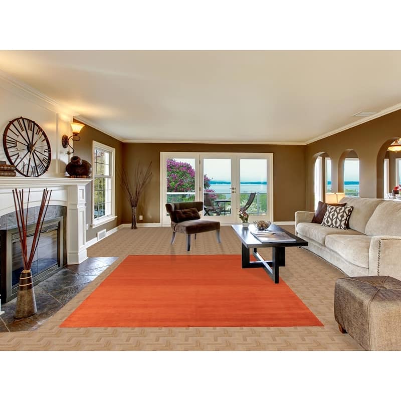 Orange Gabbeh Oriental Area Rug Handmade Wool Carpet - 6'8" x 9'5"