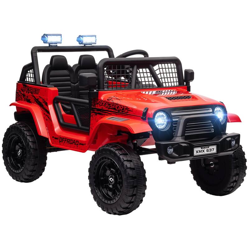 12V Ride-On Truck for Kids with Parent Remote, Music, Horn, Suspension, LED Lights, and Adjustable Speed for Ages 3-6 - Red
