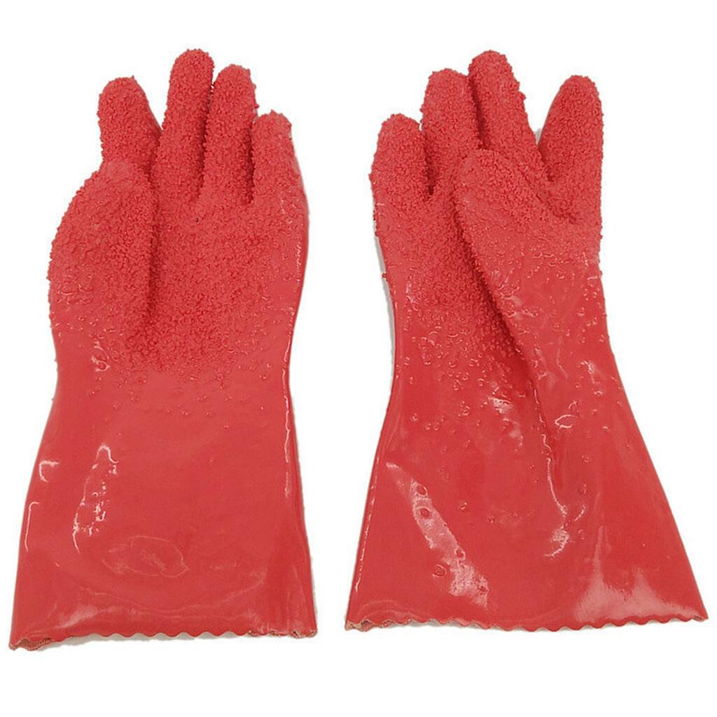 Rubber Cleaning & Peeling Gloves Kitchen Dishwashing Glove Red Color